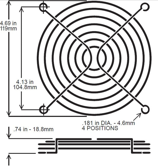 120mm Fan Guard, Wire SC120-W3SS (304 Stainless Steel)